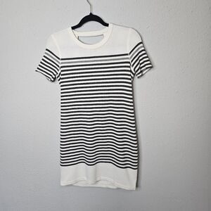 BCBG MaxAzria Womens Mini Sweatshirt Dress XS Draped Back Short‎ Sleeve Striped